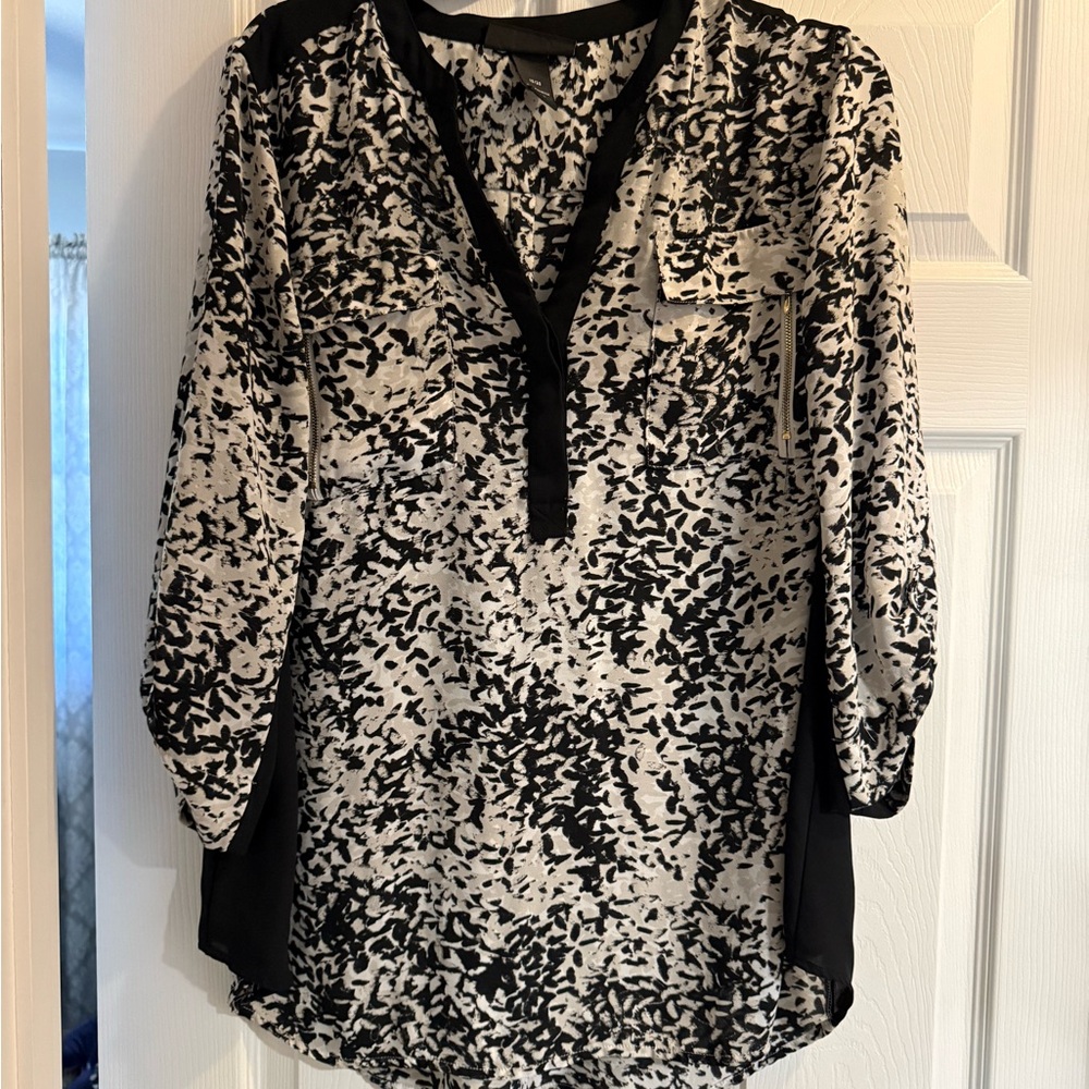 Lane Bryant Monochrome Abstract Blouse